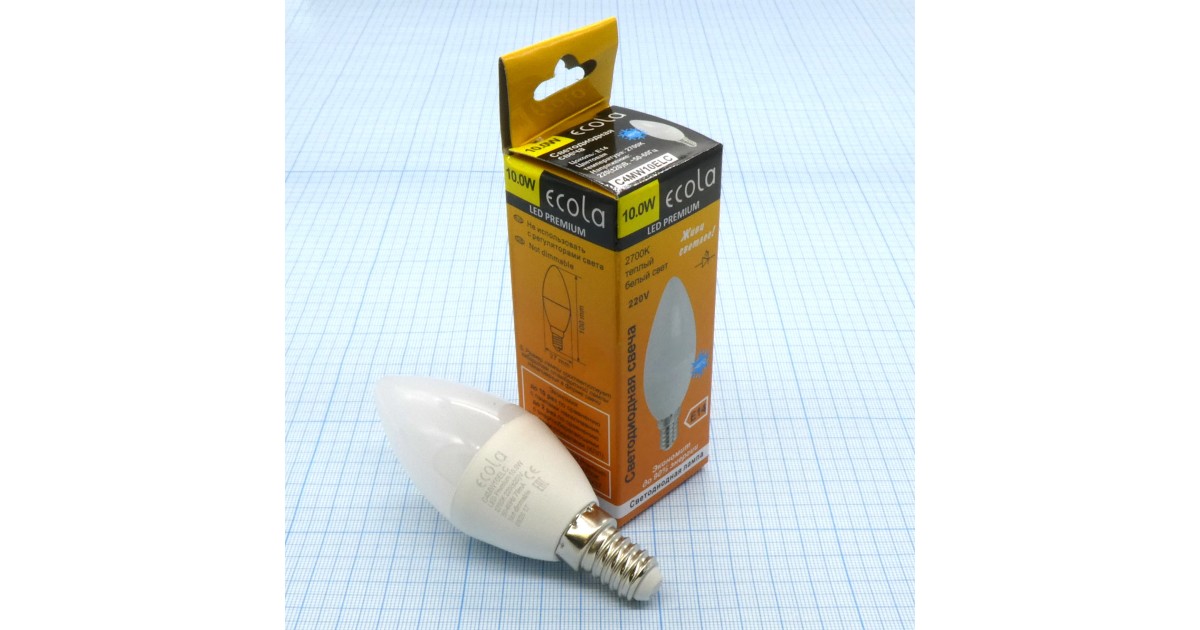 Купить Лампа LED Ecola  10W тёпл свеча (266) Ecola оптом в Москве