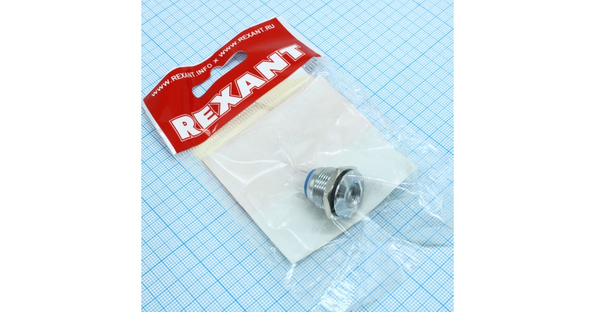 Купить Индикаторная лампа 16мм 12V LED белый Rexant оптом в Москве
