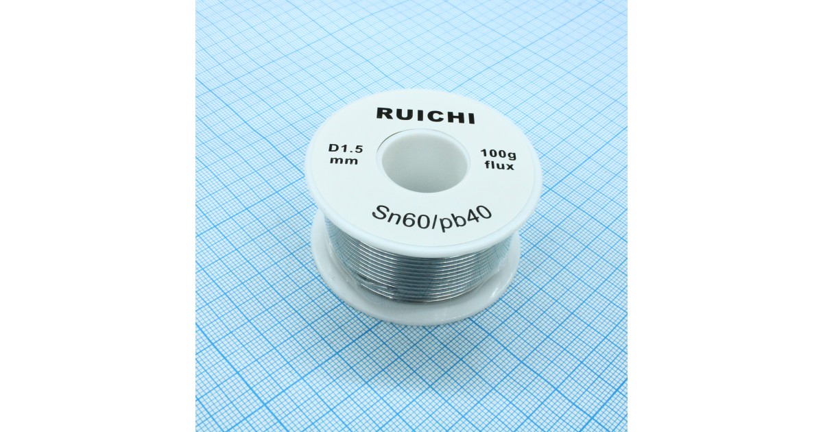 Купить Припой SN60/PB40 1,5мм 100гр  с флюсом RUICHI оптом в Москве