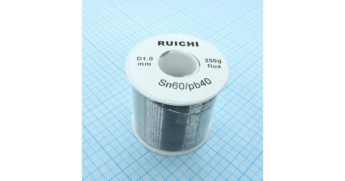 Купить Припой SN60/PB40 1,0мм 250гр  с флюсом RUICHI оптом в Москве