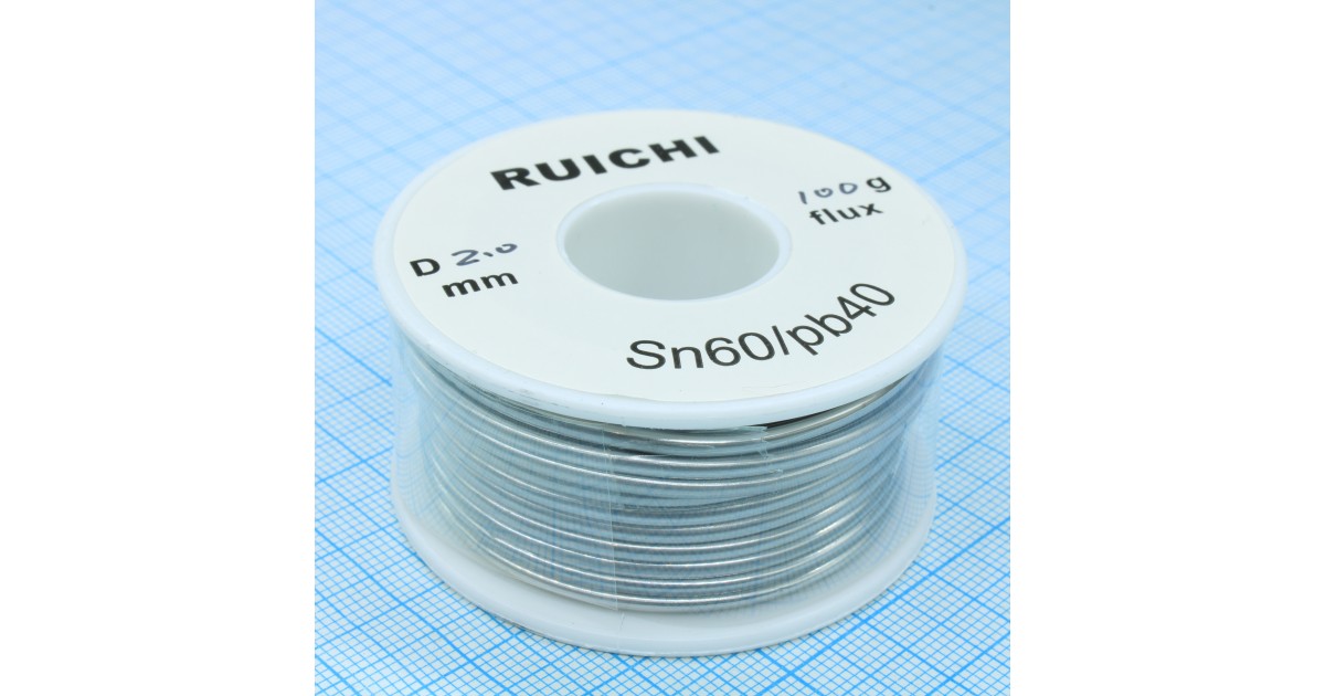 Купить Припой SN60/PB40 2,0мм 100гр  с флюсом RUICHI оптом в Москве