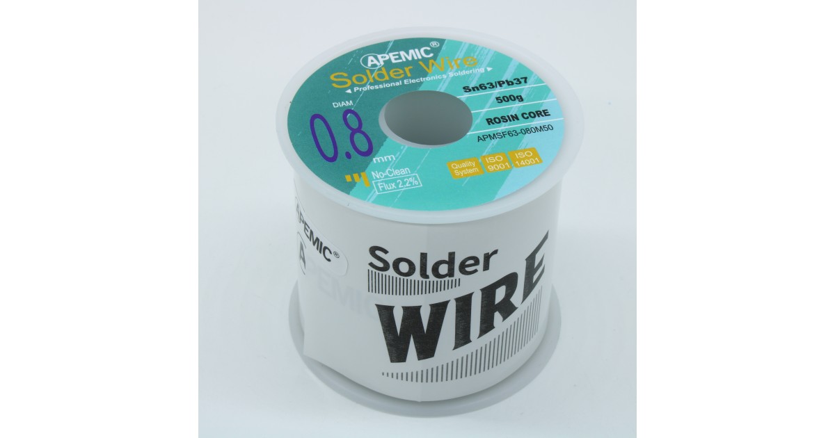 Купить Припой Sn63Pb37 ROL0 0.8мм 500гр APEMIC оптом в Москве