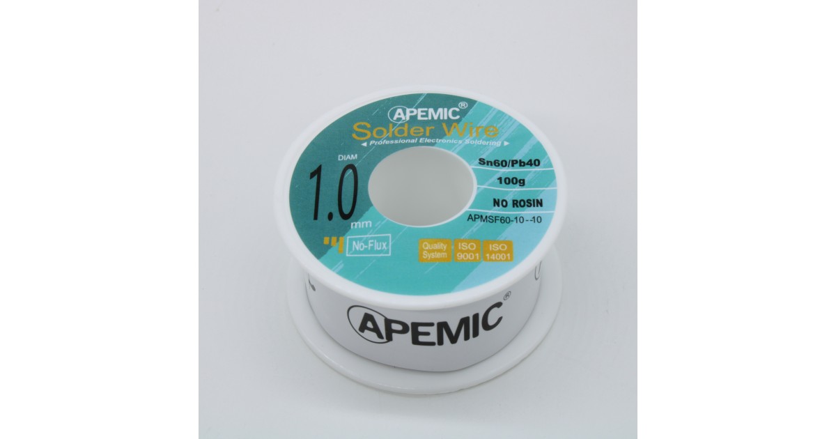 Купить Припой Sn60Pb40 1мм 100гр без флюса APEMIC оптом в Москве