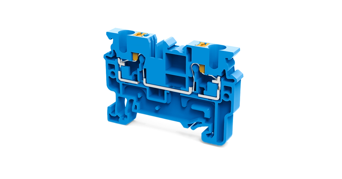 Купить Клемма проходная 4 кв.мм push-in OptiClip CP-4-I-BU-24A-(0,2-4)-синий 331841 КЭАЗ оптом в Москве