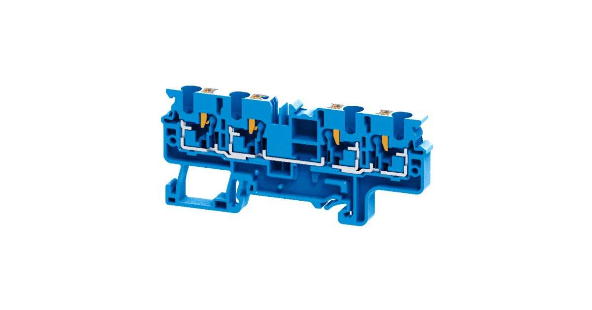 Купить Клемма с 4-мя контактами push-in OptiClip СP-4-QUATTRO-(0,2-4)-I-BU-синий КЭАЗ оптом в Москве