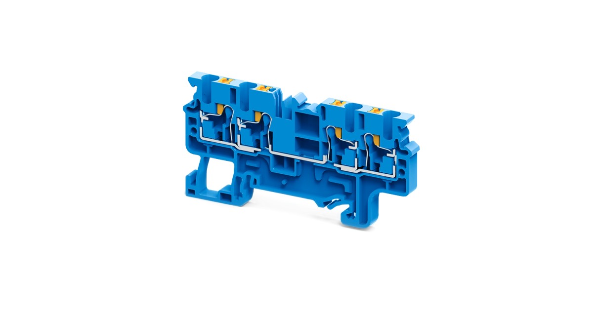Купить Клемма с 4 конт. push-in 2,5 кв.мм OptiClip СP-2,5-QUATTRO-(0,2-2,5)-I-BU-синий 331847 КЭАЗ оптом в Москве