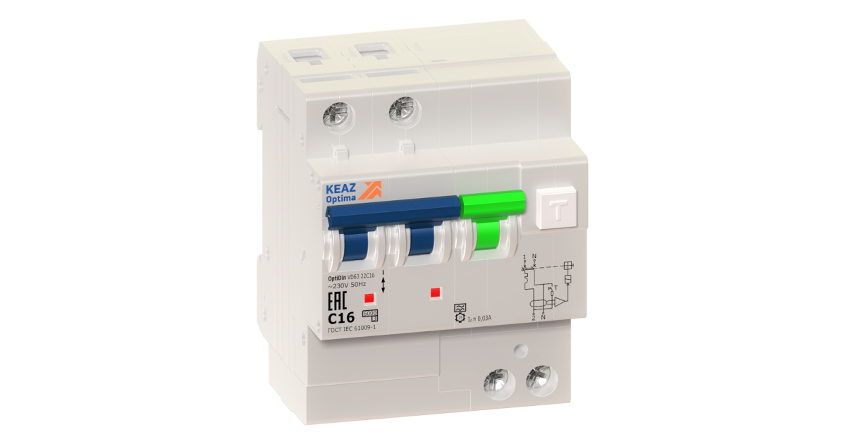 Купить АВДТ с защитой от сверхтоков OptiDin VD63-23C50-AS-УХЛ4 (2P, C50, 100mA) КЭАЗ оптом в Москве